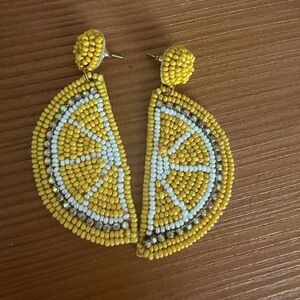 C&C California Yellow Beaded Lemon Slice Earrings
